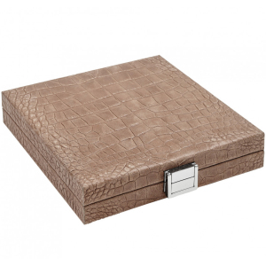Exclusive domino set "Alligator" made of leather, beige